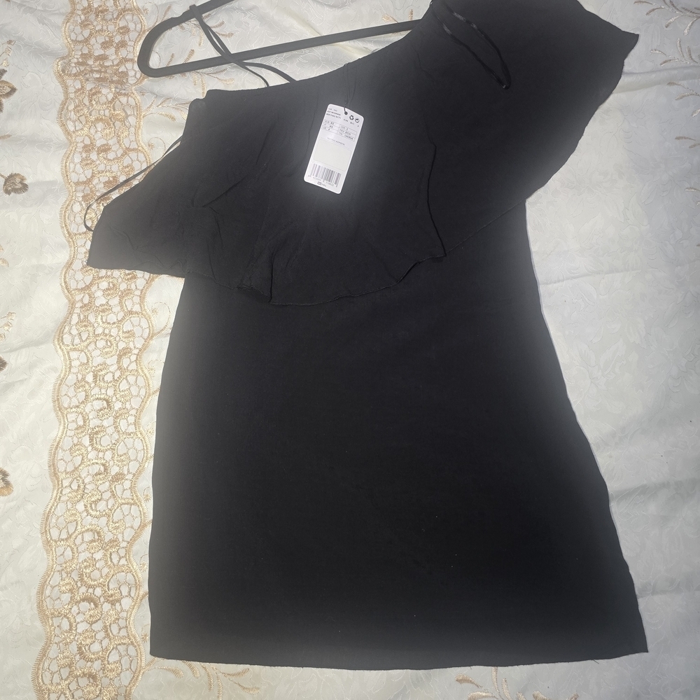 Mango Black One-Shoulder Dress